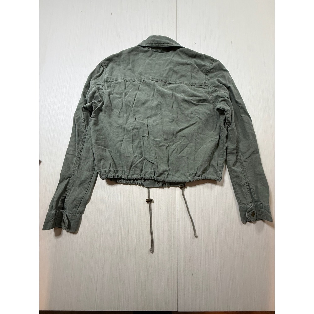 Chelsea & Violet Olive Green Embroidered Linen Blend Utility Jacket - Picture 4 of 10